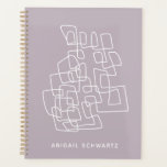 Agenda Lilac contemporáneo Resumen de líneas arte persona<br><div class="desc">Ilustracion contemporáneo de arte moderno con líneas abstractas en blanco sobre fondo lila.</div>