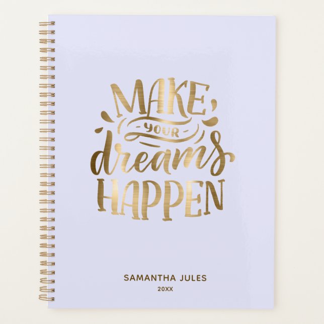 Agenda Lilac Gold hace que tus sueños ocurran con motivac (Anverso)
