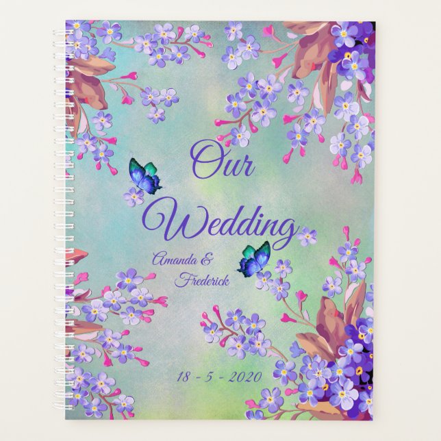 Agenda Lilac Lavender Planner de Boda de Flores (Anverso)