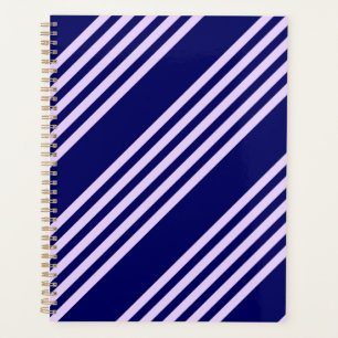 Agenda Lilac púrpura y azul marino cinco rayas patrón