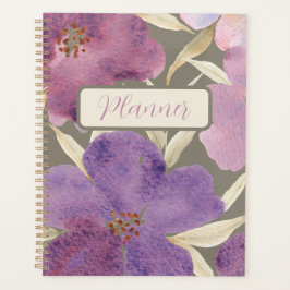 Agenda Lilas acuarelas en fondo verde