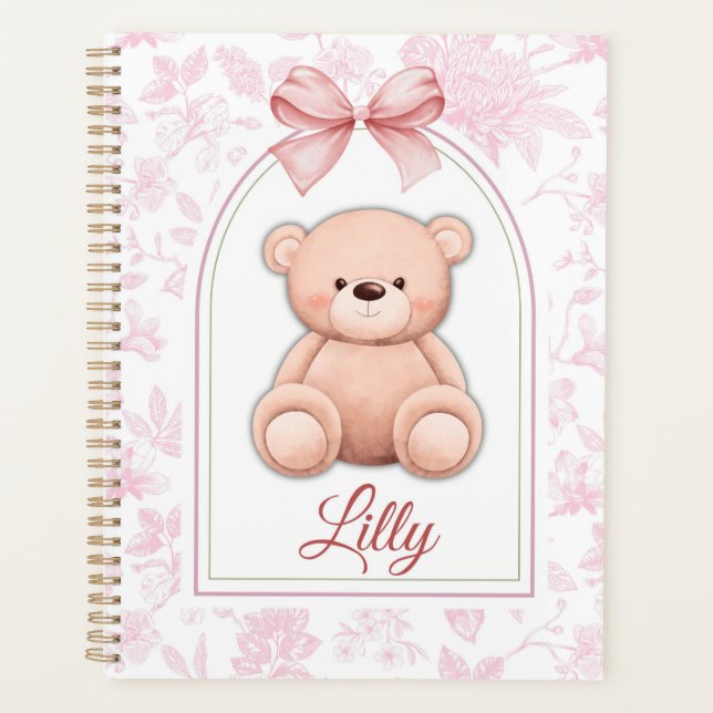 Agenda Lilly | Diseño de guardería de osito rosado person (Anverso)