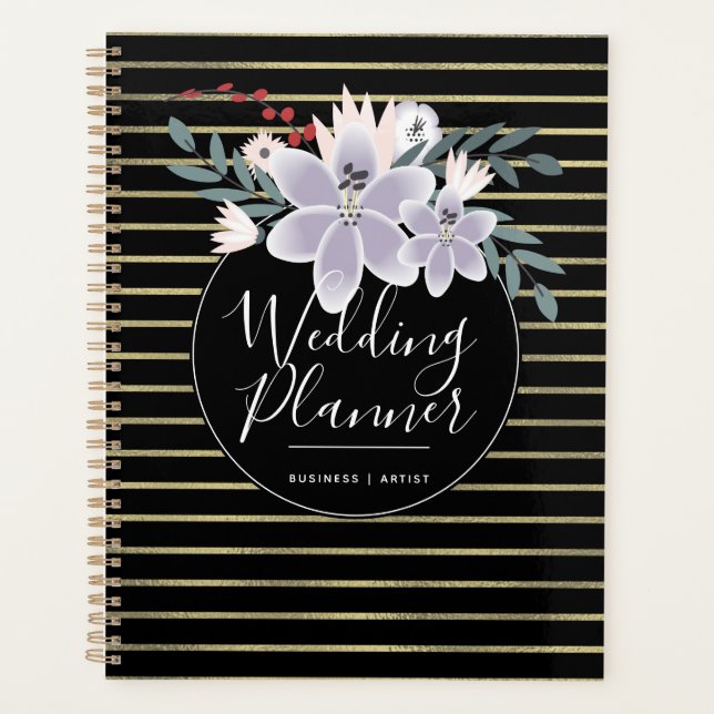 Agenda Lily Bouquet Relieve metalizado Stripes Boda (Anverso)