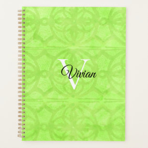 Agenda Lime Green Batik Elegant Monograma Planner