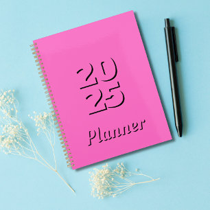 Agenda Limpiar el Neon Simple Pink Weekly y Mensual 2025