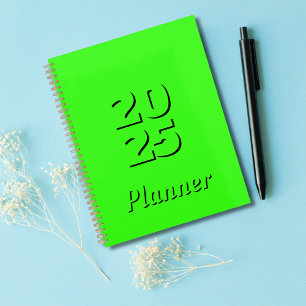 Agenda Limpieza Sencillo Neon Green Weekly y Mensual 2025