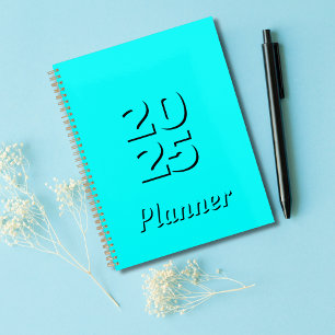 Agenda Limpieza simple Neon Blue Weekly y Mensual 2025