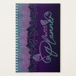 Agenda linda con purpurina morado personalizada