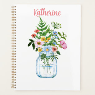 Agenda Lindo acuarela Flores silvestres Personalizados mu