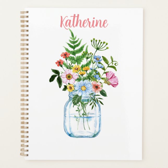 Agenda Lindo acuarela Flores silvestres Personalizados mu (Anverso)