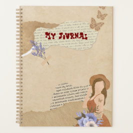Agenda Lindo gris, flor, mariposa y texto
