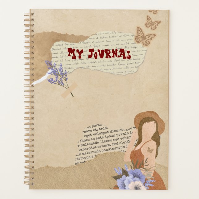 Agenda Lindo gris, flor, mariposa y texto (Anverso)