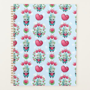 Agenda Lindo patrón floral Mason Jar Hearts