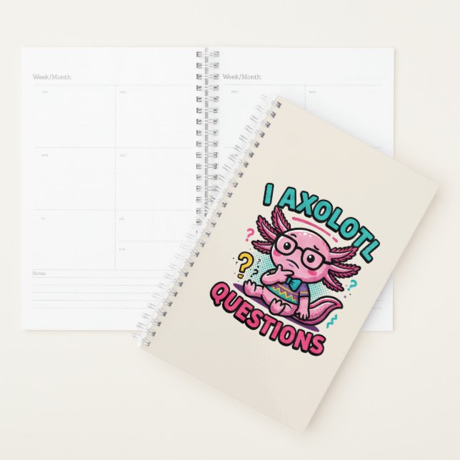 Agenda Lindo Preguntas de Ajolote nerd azteca con gafas (Demostración)