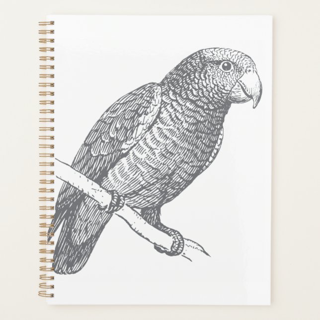 Agenda Line Art of Parrot (Gray) Fine Art (Anverso)