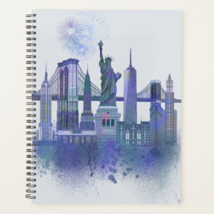 Agenda Línea aérea de Nueva York - Azul acuarela