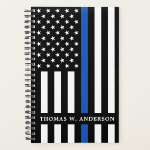 Agenda Línea Azul Fina Personalizada Policía Moderna