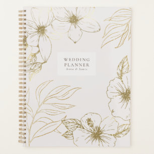Agenda Línea dorada arte boda floral Planner