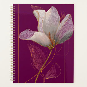 Agenda Línea dorada de magnolia blanca magenta