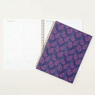 Agenda Líneas abstractas artísticas tulipanes y hojas int
