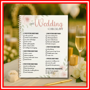 Agenda Lista de Verificación de Boda de Flores de Acuarel