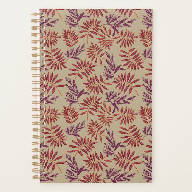 Agenda Lively Red and Purple Leaf Motifs on Neutral Beige (Anverso)