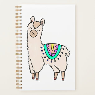 Agenda llama alpaca de dibujos animados sonriendo feliz