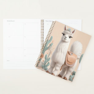 Agenda Llama con silla en el desierto
