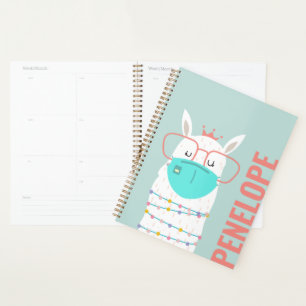 Agenda Llama elegante personalizada con una máscara