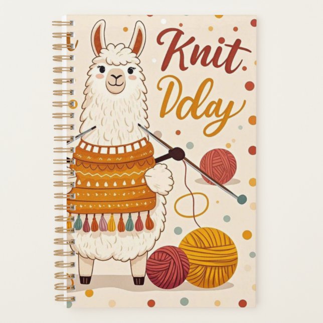 Agenda Llama Personalizado linda con una bufanda de cuchi (Anverso)