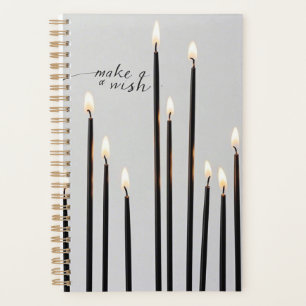 Agenda Llamas de velas de línea negra iluminadas minimali