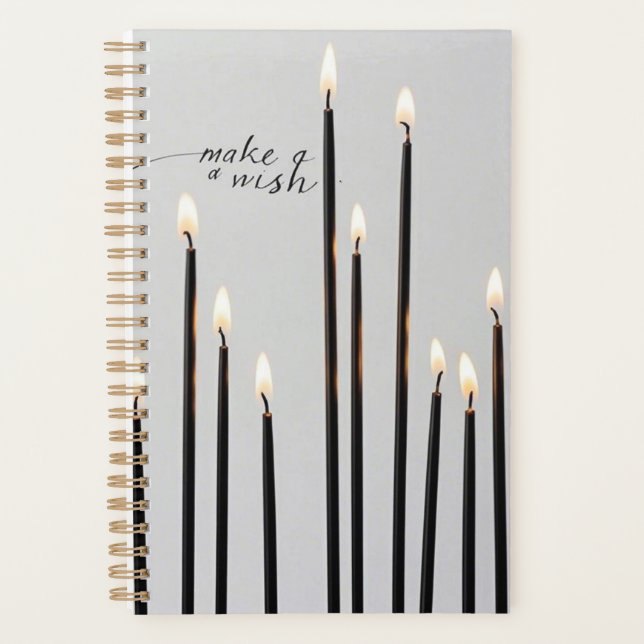 Agenda Llamas de velas de línea negra iluminadas minimali (Anverso)