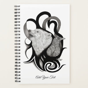 Agenda Lobo blanco con arte tribal de Raven