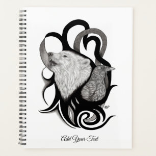 Agenda Lobo blanco con arte tribal de Raven