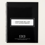 Agenda Logo Black White Business Planner<br><div class="desc">Fondo negro y texto blanco. Personalice y agregue su logotipo,  nombre y año de título. Su logotipo en la parte delantera y en la parte posterior con espacio para más información a continuación.</div>