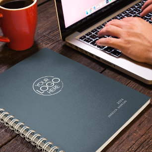 Agenda Logo clásico moderno azul de la marina de añil