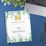 Agenda Logo de Eucalyptus greenery business 2025<br><div class="desc">Un elegante fondo blanco. Decorada con vegetación eucaliptus acuático y helechos de bosque. Añada el logotipo de su empresa,  (delante y atrás) texto,  año,  nombre. Si lo desea sin texto,  utilice su tecla de espacio posterior para eliminarlo. Atrás: su logotipo y la url de su sitio web.</div>
