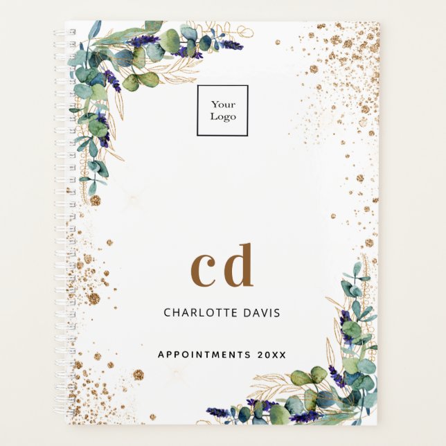 Agenda Logo de Eucalyptus greenery gold business 2025 (Anverso)