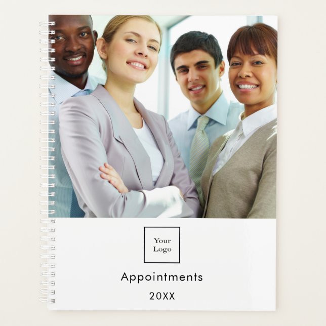 Agenda Logo de fotos de negocios equipo blanco código QR  (Anverso)