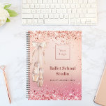 Agenda Logo de la escuela de baile Rosa de purpurina rosa<br><div class="desc">Fondo de degradado dorado y rosa subió. Decorada con oro rosa,  polvo purpurina de imitación rosa y ballet,  zapatos de punta de ballet. Un planificador para ballet,  escuelas de baile y profesores.</div>