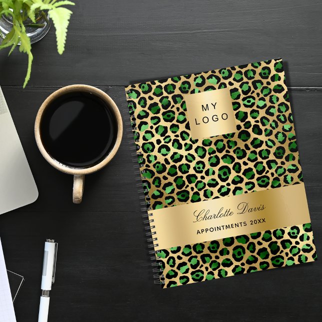 Agenda Logo de negocios de leopardo de oro verde esmerald (Subido por el creador)