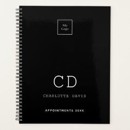 Agenda Logo de negocios de marcas de monograma blanco neg