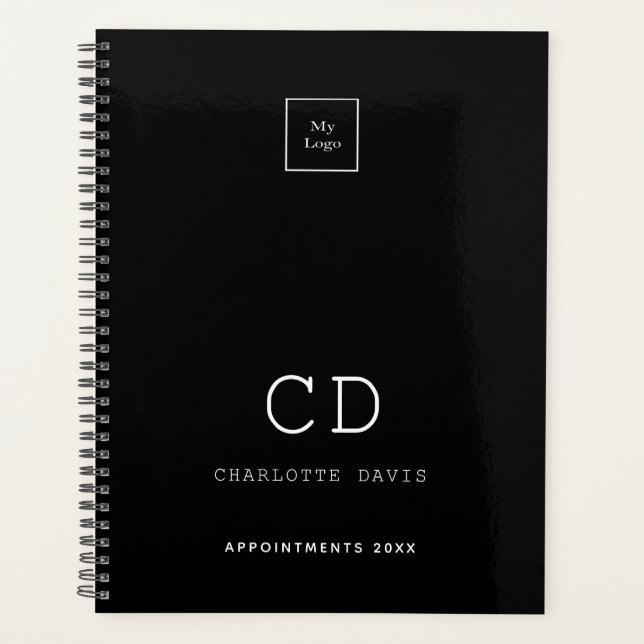 Agenda Logo de negocios de marcas de monograma blanco neg (Anverso)