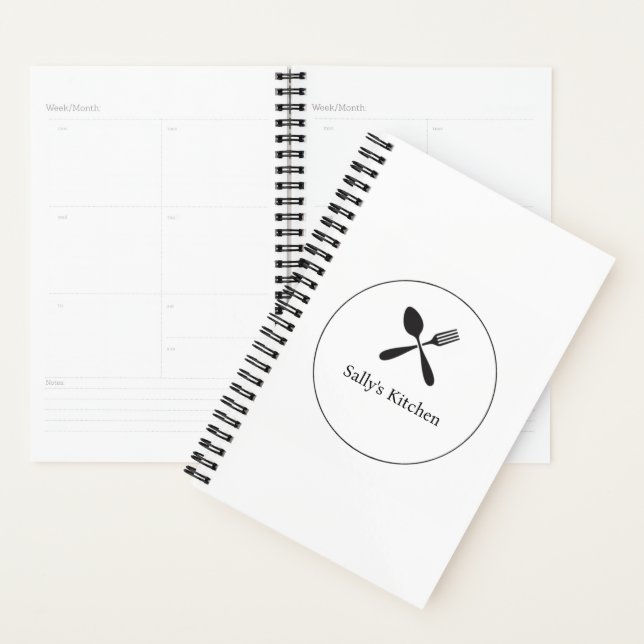 Agenda Logo de negocios de silueta de cuchara y horquilla (Demostración)