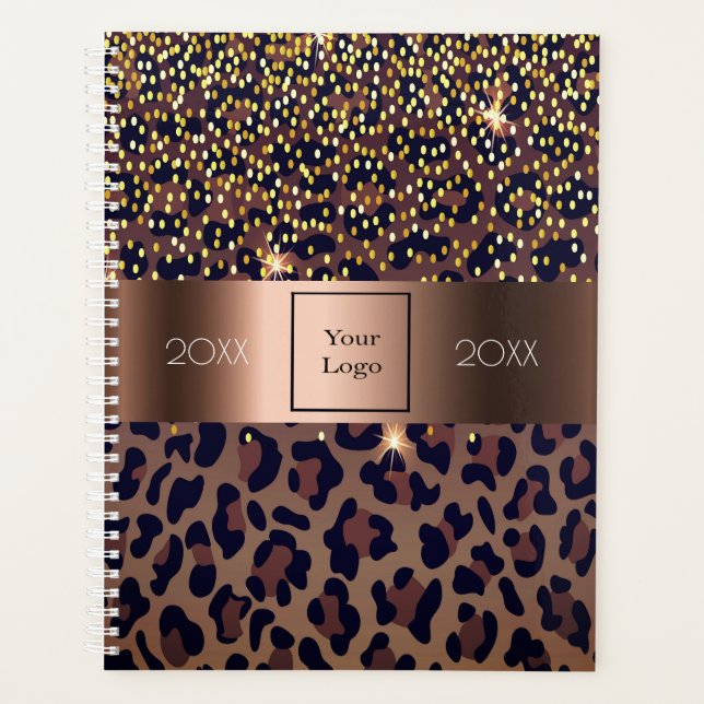 Agenda Logo de negocios leopardo patrón bronce marrón 202 (Anverso)
