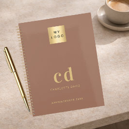Agenda Logo mocca marrón monograma iniciales negocio 2027