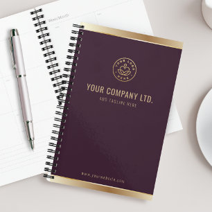 Agenda Logo personalizado Elegante Oro Rojo Borgoña