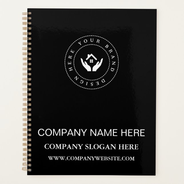 Agenda Logotipo de la compañía personalizado Negro simple (Anverso)