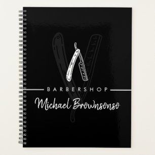 Agenda Logotipo de línea artística en blanco y negro Nava