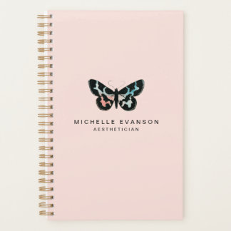 Agenda Logotipo de mariposa color rosa de Rubor bonito